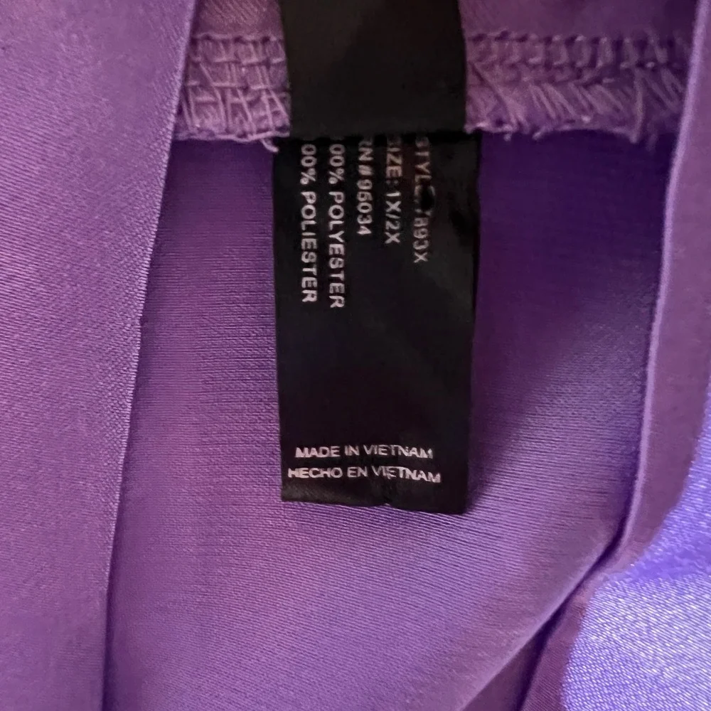 iCollection Purple Satin Kimono Robe Plus Size 1X/2X Short Tie Waist 7893X Mens